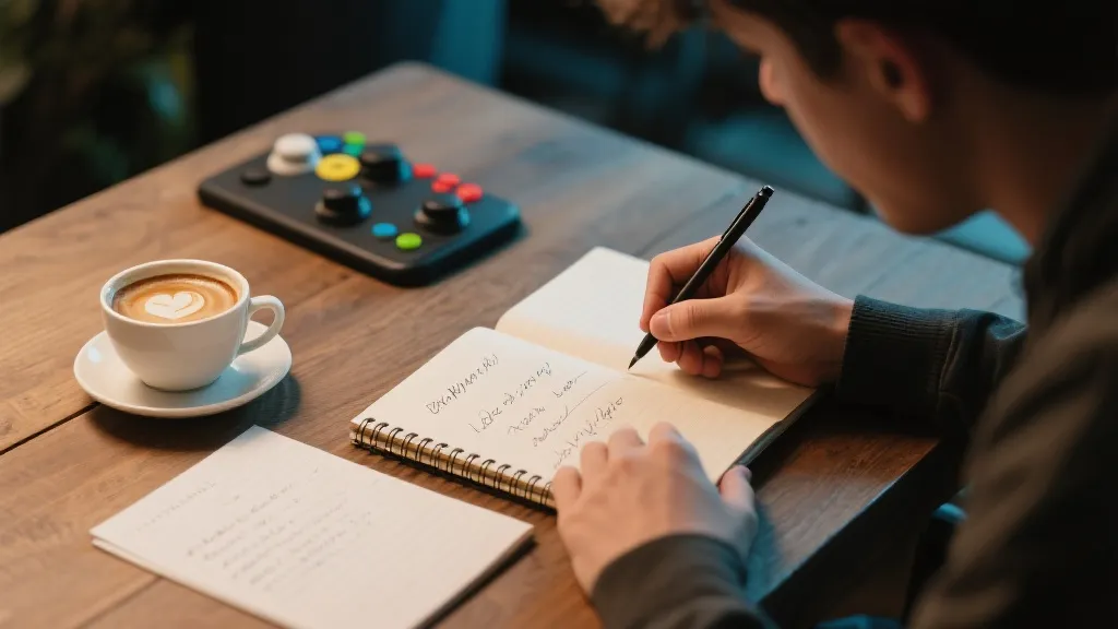 玩家在桌前记录比赛数据和教训